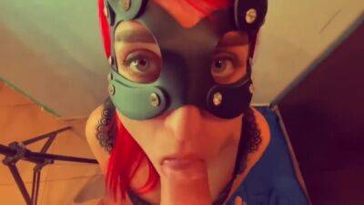 Gorgeous Juicy Blowjob From A Beautiful Girl In A Cat Mask With Green Eyes Who Likes To Get Sperm In Her Mouth - hclips.com