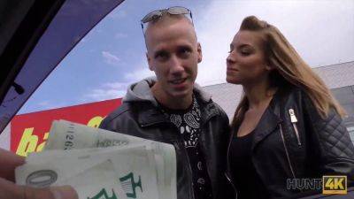 Victoria Daniels gives a stranger a public handjob for cash while her cuckold watches in awe - sexu.com - Czech Republic